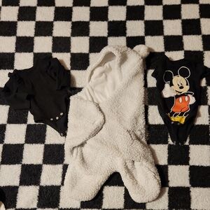 Disney Mickey Mouse Black and White Bodysuit Set
